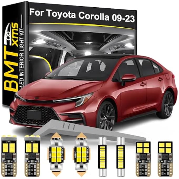 BMT xms مجموعة إضاءة داخلية LED بديلة لسيارة تويوتا كورولا 2009-2023، مصابيح 6000 كلفن بيضاء باردة - Image 1