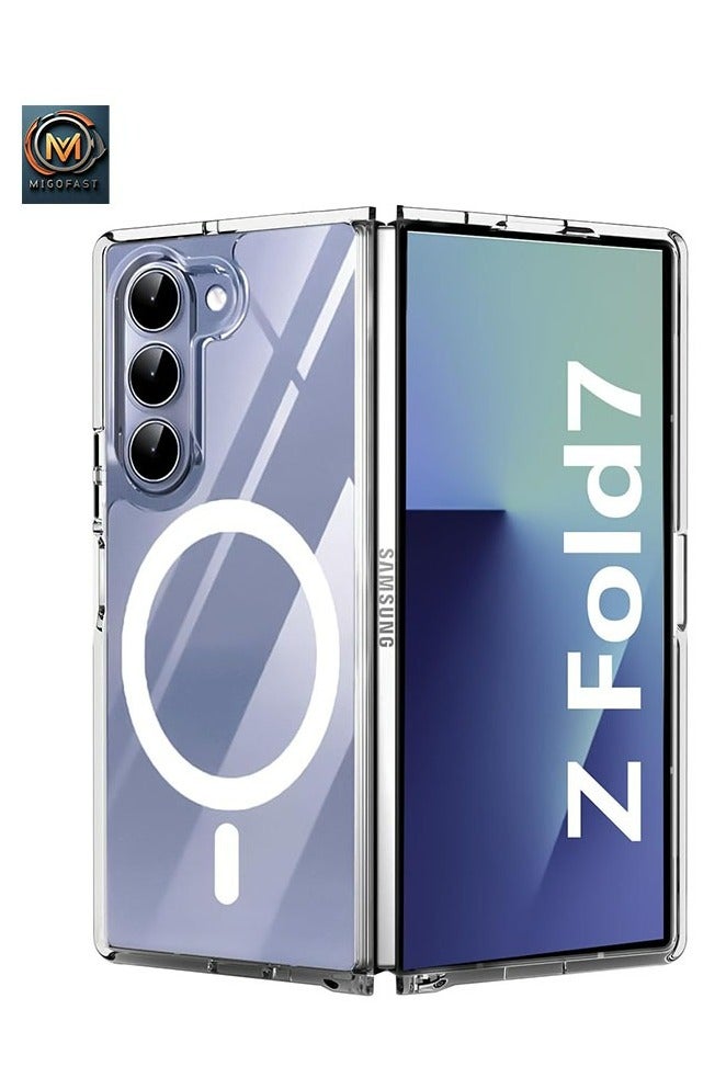 ميجوفاست جراب شفاف لهاتف Samsung Galaxy Z Fold 7، جراب مغناطيسي رفيع لهاتف Samsung Fold 7 متوافق مع Magsafe، غطاء TPU شفاف مقاوم للصدمات ومقاوم للصفرة لهاتف Z Fold 7 5G 2025 - Image 1