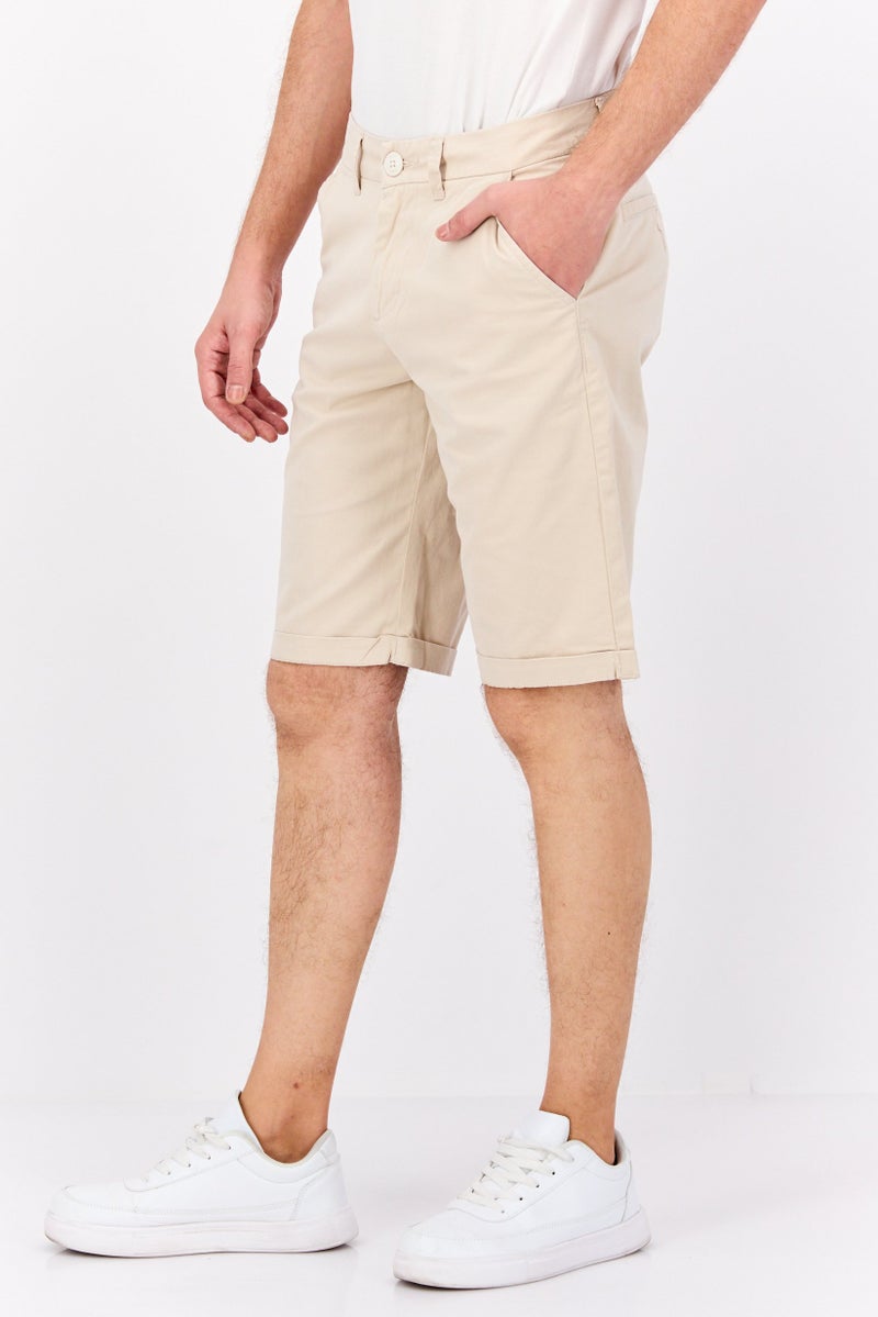 GAS Men Solid Chino Shorts, Off White - Image 2