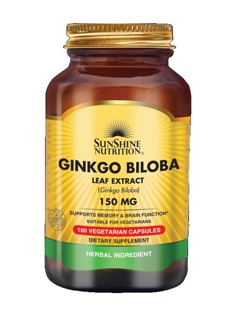 SUNSHINE NUTRITION خلاصة أوراق الجنكة بيلوبا، 150 مجم، 100 كبسولة - Image 1