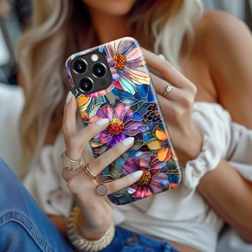 Goodon for iPhone 15 Pro Max Case Cute - Compatible with Magsafe - Dual-Layer Hard Shell & Silicone Cover - Protective Phone Case with Wildflower Designs for Women - Vibrant Defined Blossoms - Image 4