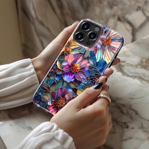 Goodon for iPhone 15 Pro Max Case Cute - Compatible with Magsafe - Dual-Layer Hard Shell & Silicone Cover - Protective Phone Case with Wildflower Designs for Women - Vibrant Defined Blossoms - Image 2