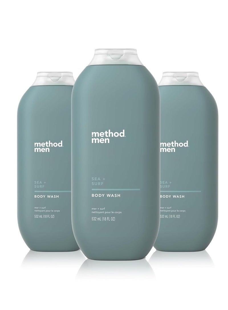 Method Method Men Body Wash, Sea + Surf, Paraben and Phthalate Free, 18 FL Oz (Pack of 3),Softening - Image 1