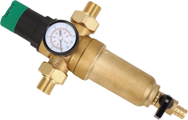LiebeWH Brass Water Pressure Regulator Valve with Stainless Steel Filter 1-6bar Adjustment Range for Home Plumbing System Protection (1/2 inch (DN15)) - Image 5