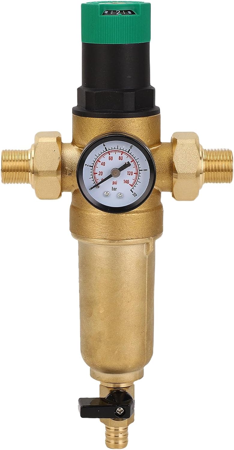 LiebeWH Brass Water Pressure Regulator Valve with Stainless Steel Filter 1-6bar Adjustment Range for Home Plumbing System Protection (1/2 inch (DN15)) - Image 2