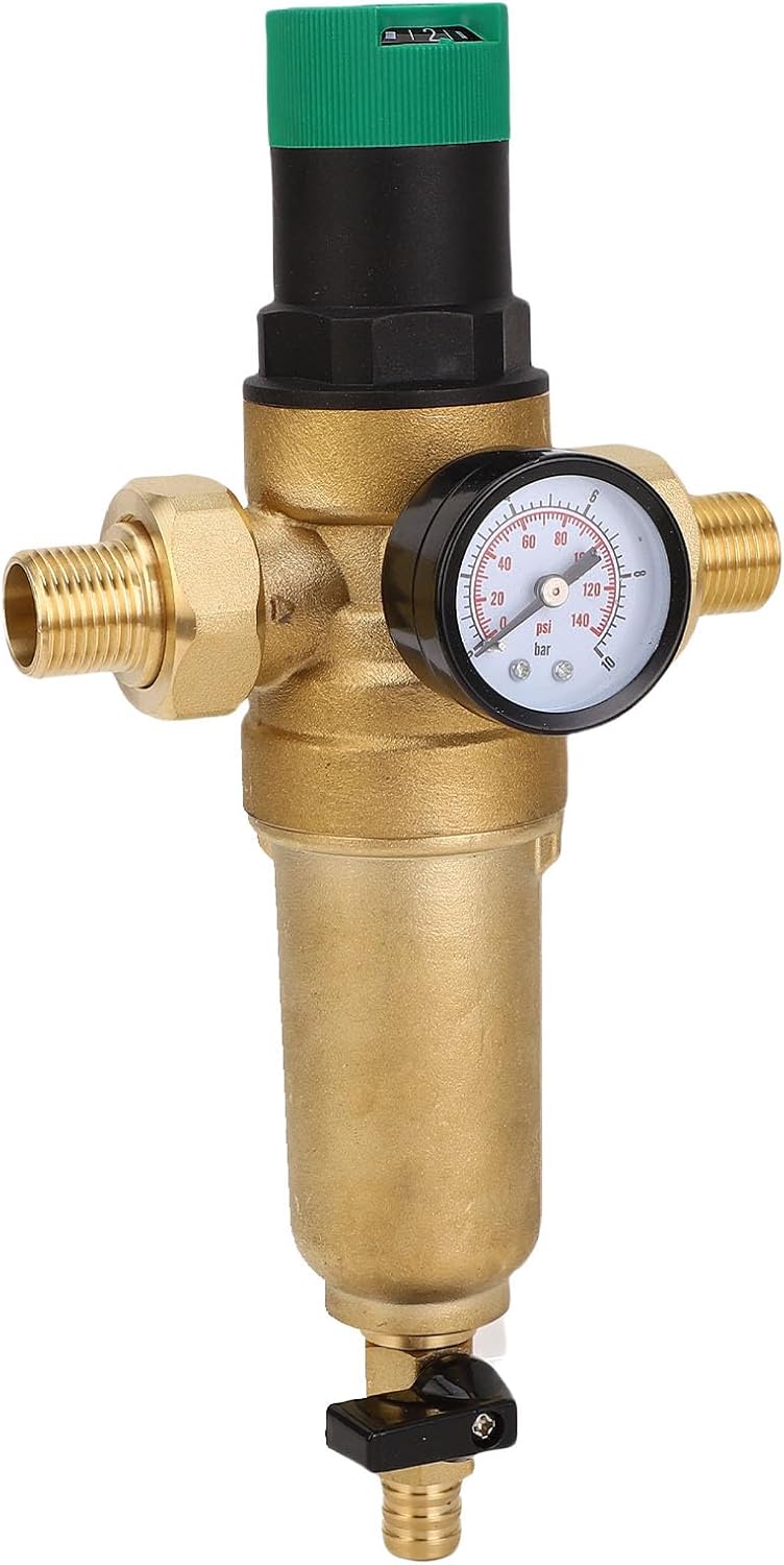 LiebeWH Brass Water Pressure Regulator Valve with Stainless Steel Filter 1-6bar Adjustment Range for Home Plumbing System Protection (1/2 inch (DN15)) - Image 3