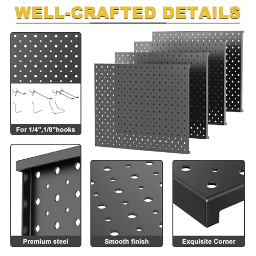 Ultrawall Pegboard Display Stand, Metal Tabletop Pegboard Display, Accessories Rack Organizer for Jewelry, Retail Stores, Craft Shows, 12"X16", 4pcs Black - Image 4