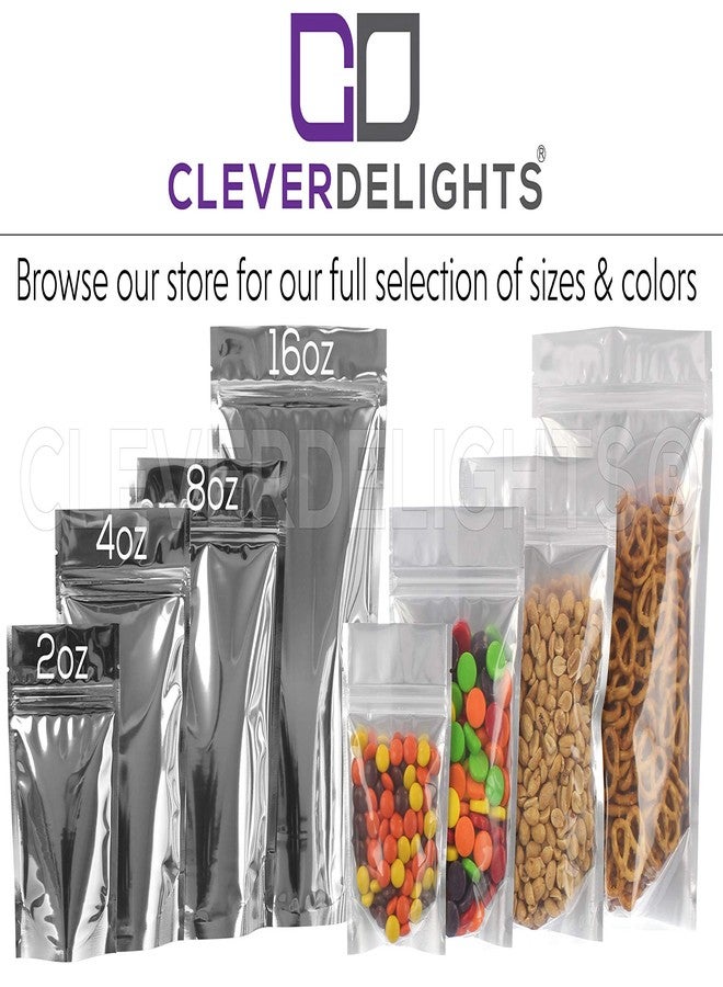 CleverDelights أكياس قابلة لإعادة الإغلاق من CleverDelights فضية/شفافة - 8 أونصات - 100 عبوة - 6" × 9" × 3" - Image 3