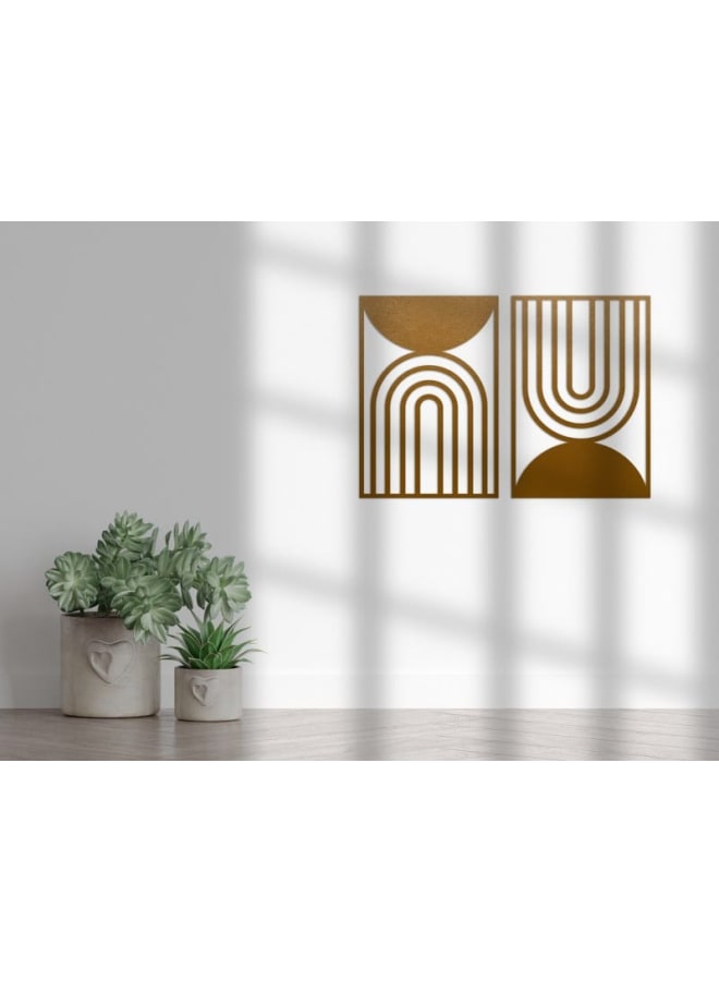 هوم جاليري مجموعة من اتنين لوحة فنية جدارية هندسية تجريدية بوهو - Image 2