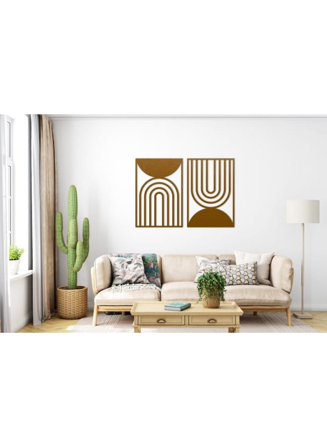 هوم جاليري مجموعة من اتنين لوحة فنية جدارية هندسية تجريدية بوهو - Image 1