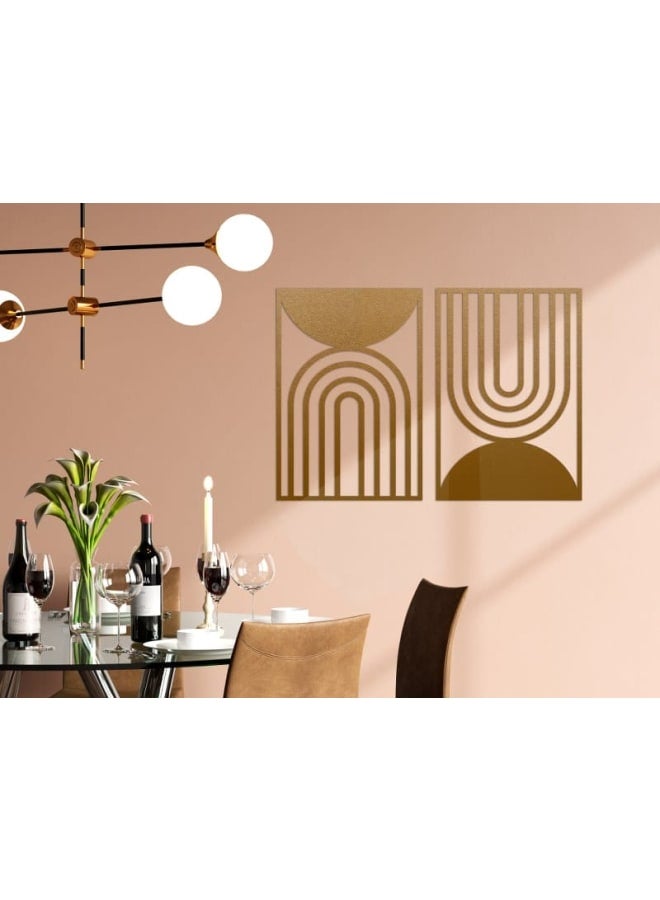 هوم جاليري مجموعة من اتنين لوحة فنية جدارية هندسية تجريدية بوهو - Image 3