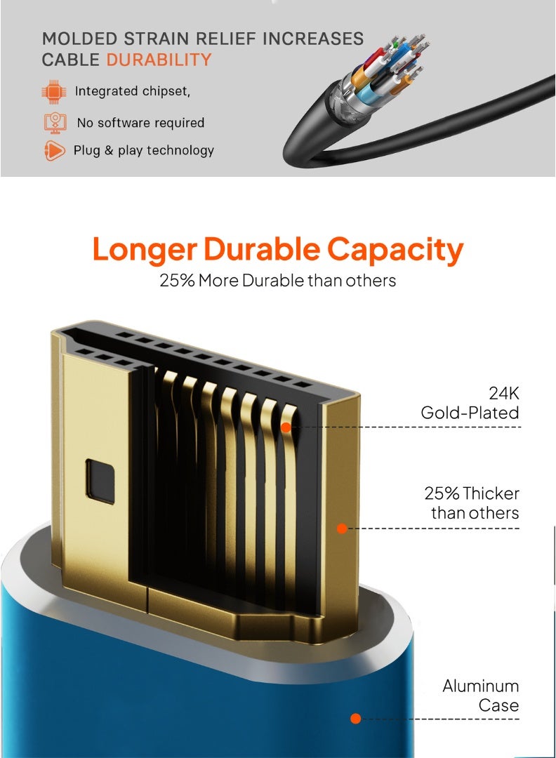 MOWSIL 4K @60Hz HDMI Cable (2m) | 2-Year Warranty | Ultra HD Guaranteed | 2.0 High-Speed | 24K Gold-Plated Connectors |  Best option for all devices including PS5, Xbox Series X/S, Samsung, LG, Home Theater  - Image 4