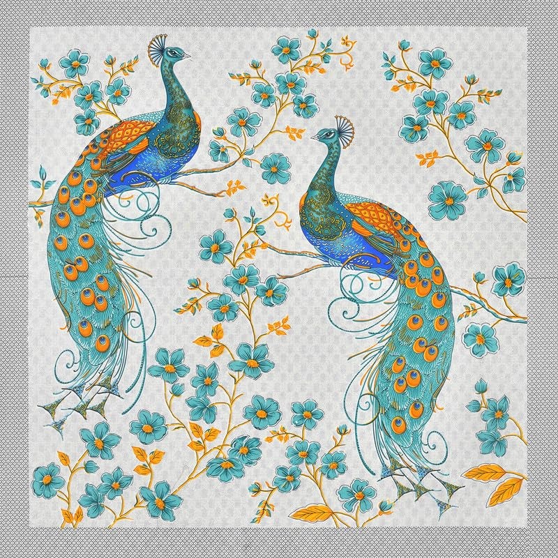 KOTTS & STITCH Jaipuri Peacock Maharaja Cotton Double Bedsheet | with 2 Pillow Covers | 93x108, Fast Colors, Traditional Jaipuri Print, No Skrinage, 210 TC | Blue, Green & Orange Colour - Image 4
