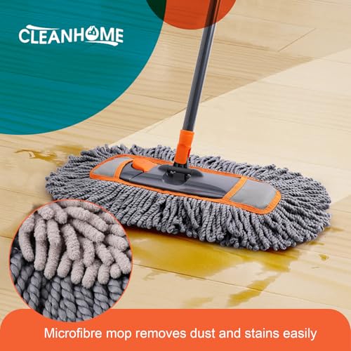 CLEANHOME Microfiber Dust Mop for Hardwood Floor Cleaning, Dry and Wet Baseboard and Floor Duster, Household Cleaning Tool for Kitchen, Bathroom - Image 2