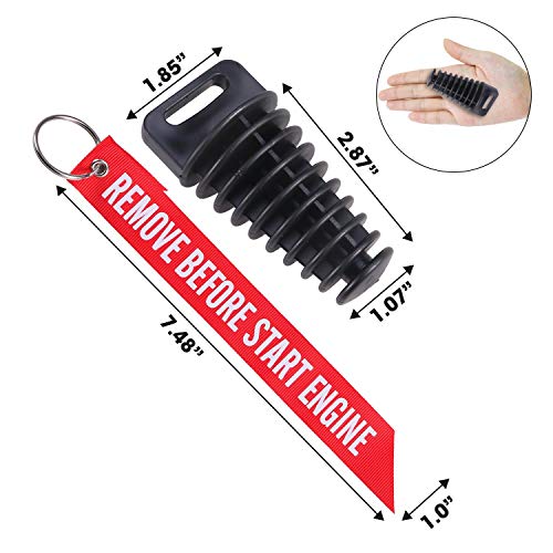 MELIFE 1.07" - 1.85" Muffler Exhaust Wash Plug, Motorcycle Dirt Bike 2 & 4 Stroke w/Streamer Remove Before Start Engine Rubber Exhaust Silencer (2 Pack) (1.07"-1.85") - Image 3