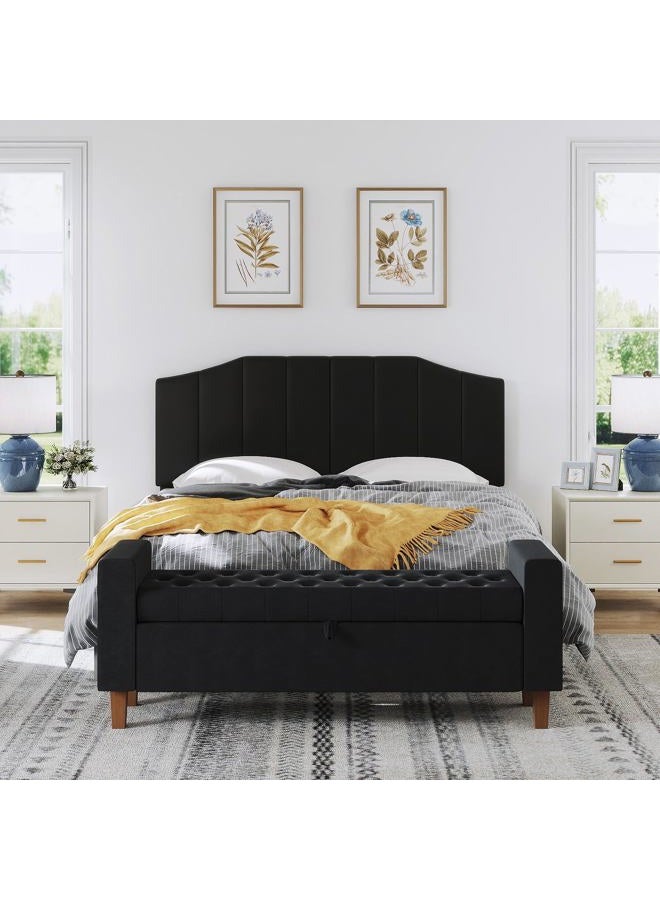 Furpopup Velvet Upholstered Headboard Queen/Full Size Bed Tufted Button Headboard, Featuring High-Density Sponge Padding Luxury Texture Easy Assembly Comfort and Style-Black - Image 5