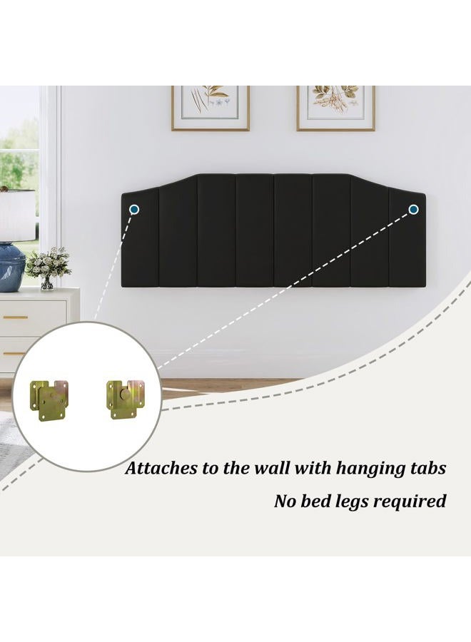 Furpopup Velvet Upholstered Headboard Queen/Full Size Bed Tufted Button Headboard, Featuring High-Density Sponge Padding Luxury Texture Easy Assembly Comfort and Style-Black - Image 4