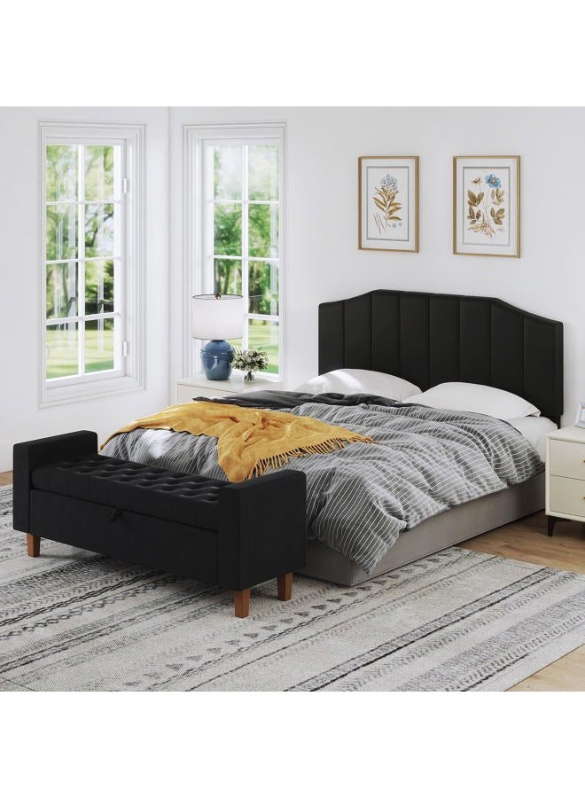 Furpopup Velvet Upholstered Headboard Queen/Full Size Bed Tufted Button Headboard, Featuring High-Density Sponge Padding Luxury Texture Easy Assembly Comfort and Style-Black - Image 3