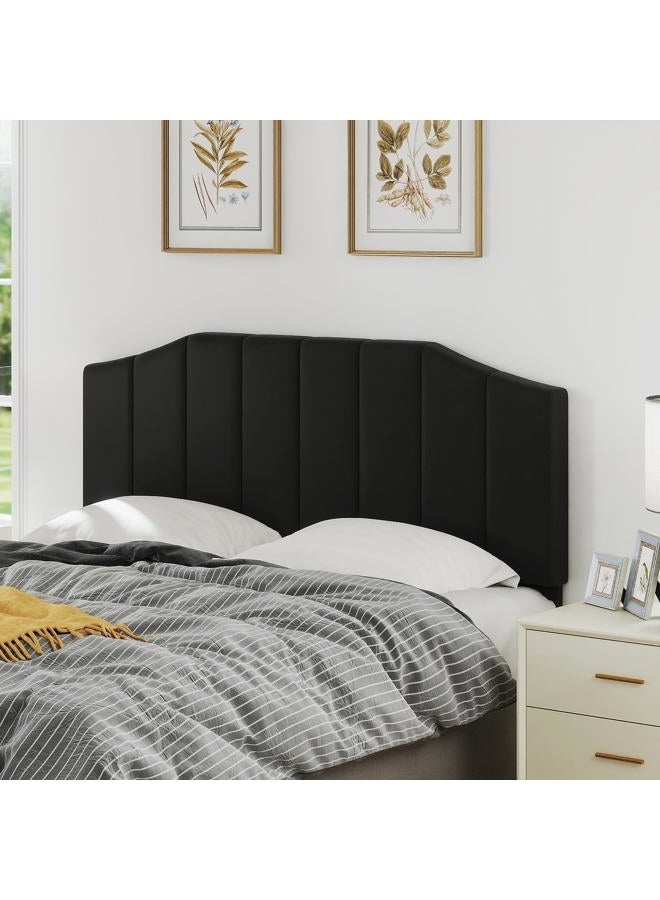 Velvet Upholstered Headboard Queen/Full Size Bed Tufted Button Headboard, Featuring High-Density Sponge Padding Luxury Texture Easy Assembly Comfort and Style-Black