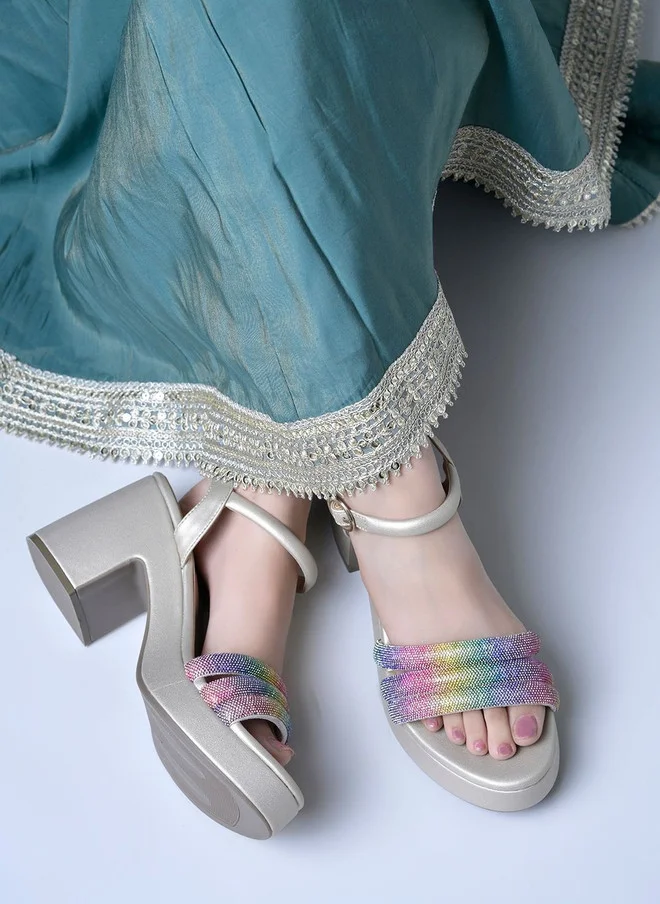 شوتوبيا Stylestry Embellished Party Block Sandals