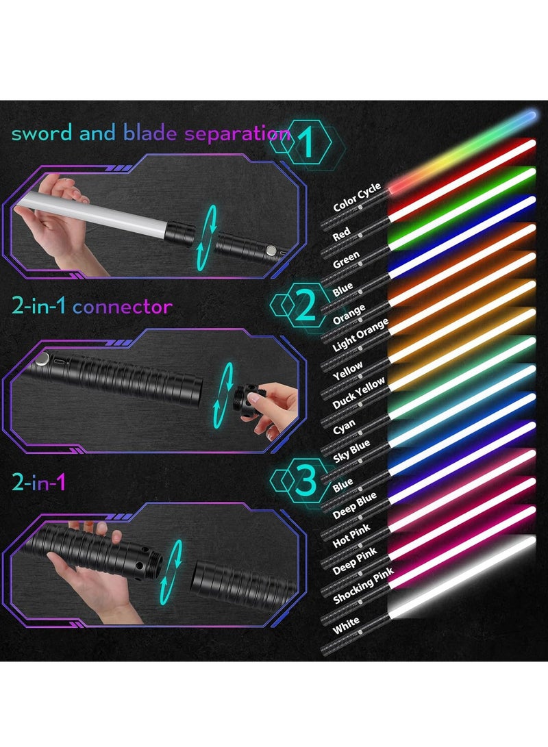 15 Color Lightsaber Metal 15 Color Lightsaber Rechargeable LED Glow Stick Boy Toy-Color:15-color Matte Black Single Sword-boxed - Image 3