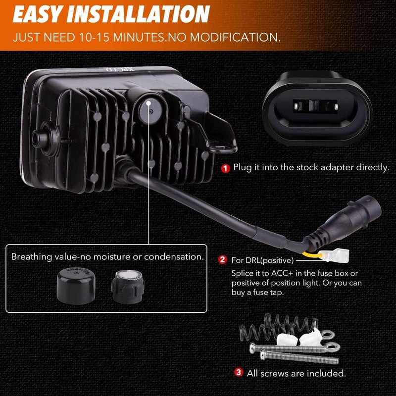 XPCTD مصابيح ضباب LED XPCTD المحدثة مع مصابيح ضباب بومبر مع DRL لسيارة فورد F150 من 2015-2020 - سوداء مع هالة - Image 4