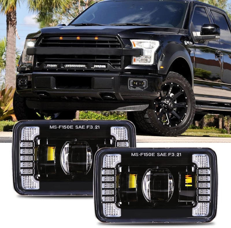 XPCTD مصابيح ضباب LED XPCTD المحدثة مع مصابيح ضباب بومبر مع DRL لسيارة فورد F150 من 2015-2020 - سوداء مع هالة - Image 1