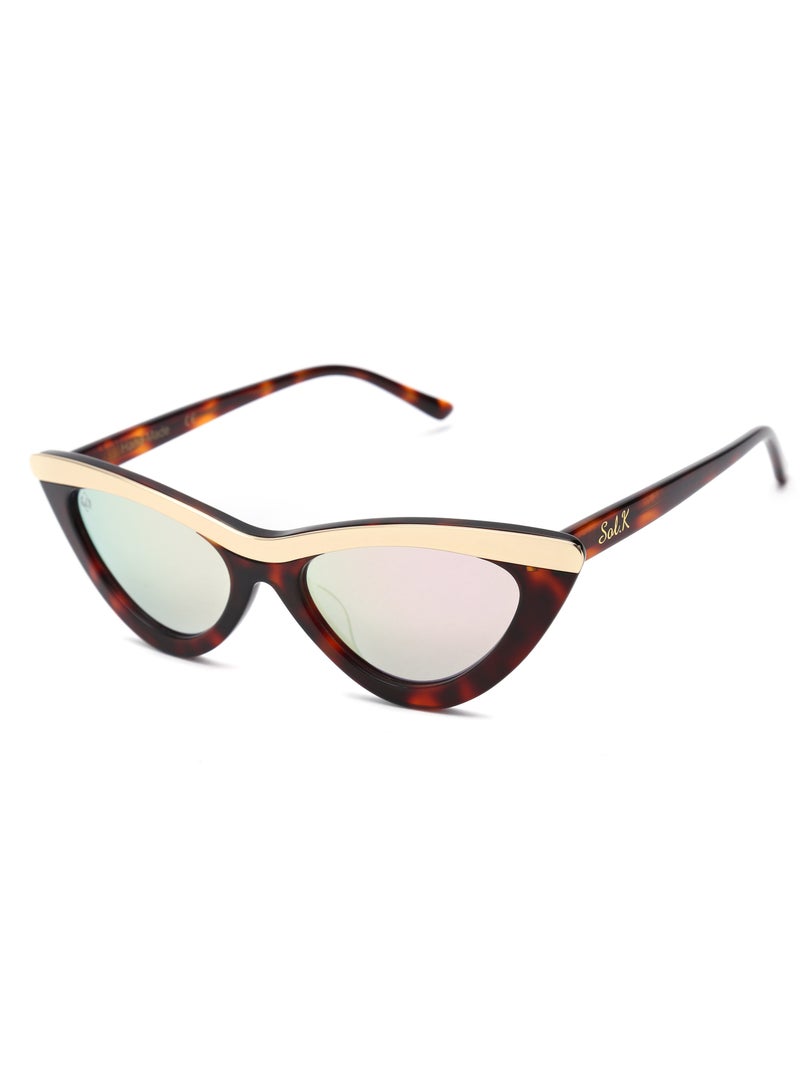 SOL.K Glow-K Sol.K Sunglasses - Pink CR-39 Lenses with Havana Brown Frame, Stainless Steel Detail, Fashionable Design, UV400 Protection - Image 2
