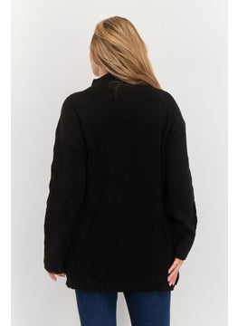 Black Tape Women Mock Neck Textured Sweater, Black  - Image 4
