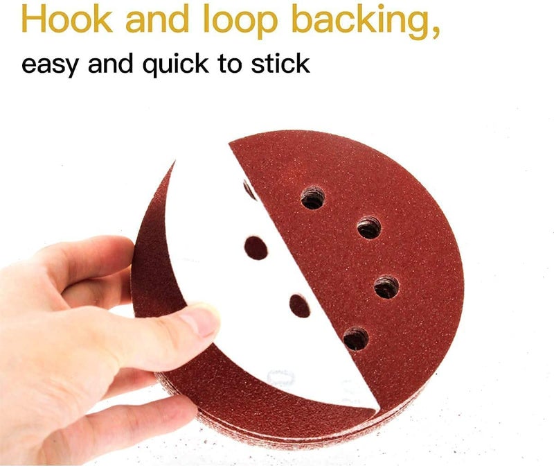 OLS Japanese Grit High 5Inches Round Sanding Disc 8 Holes Hook and Loop Sand Paper in Bulk for Orbital Sander 40 Grit 40 Pcs  - Image 5