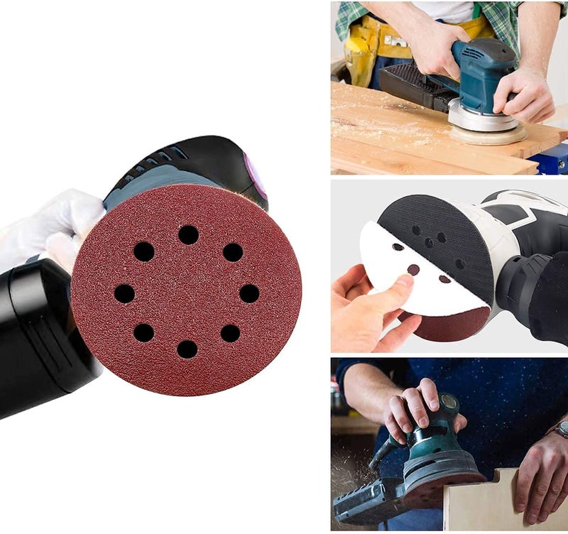 OLS Japanese Grit High 5Inches Round Sanding Disc 8 Holes Hook and Loop Sand Paper in Bulk for Orbital Sander 40 Grit 40 Pcs  - Image 4