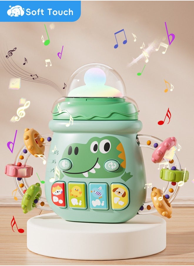 Soft Touch Baby Rattle Teether Toy Toddler Music Toy Baby Chew Toy Baby Pacifier Toys with Music and LED Lights Children's Activity Center for Baby Girls and Boys (Green)  - Image 1