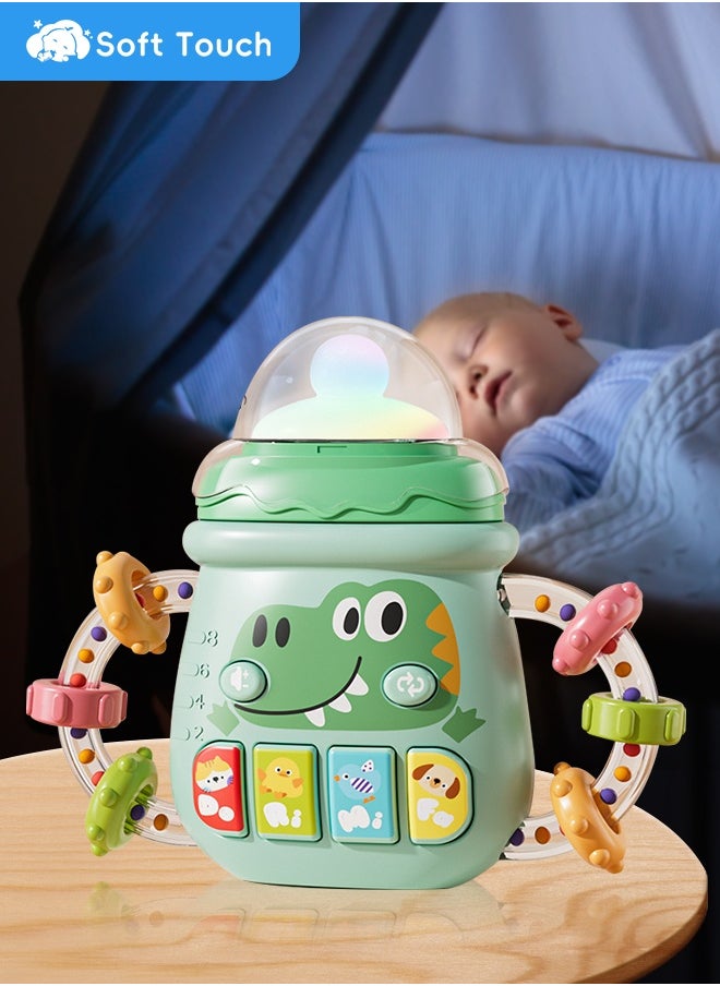 Soft Touch Baby Rattle Teether Toy Toddler Music Toy Baby Chew Toy Baby Pacifier Toys with Music and LED Lights Children's Activity Center for Baby Girls and Boys (Green)  - Image 2