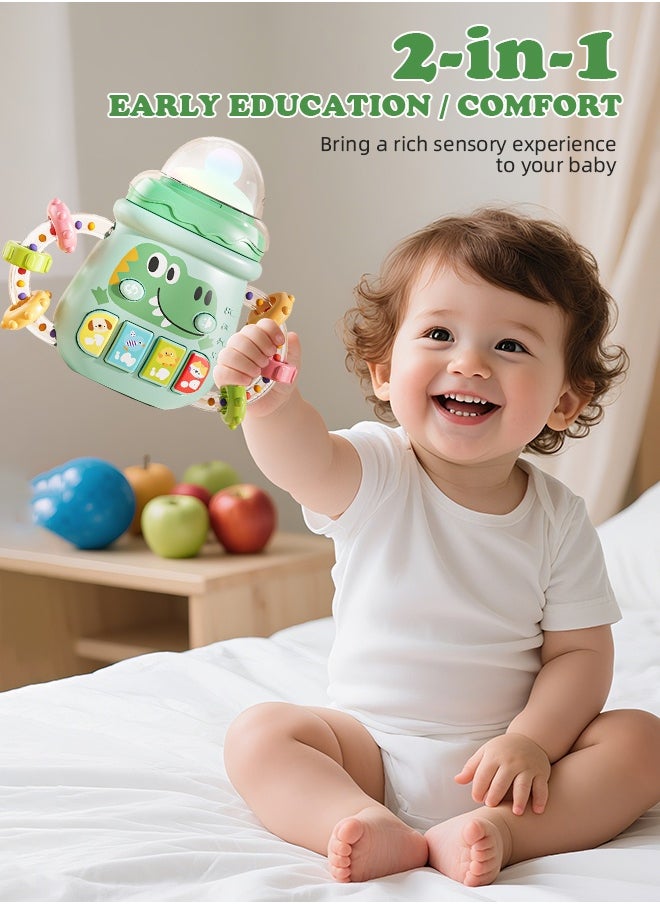 Soft Touch Baby Rattle Teether Toy Toddler Music Toy Baby Chew Toy Baby Pacifier Toys with Music and LED Lights Children's Activity Center for Baby Girls and Boys (Green)  - Image 3
