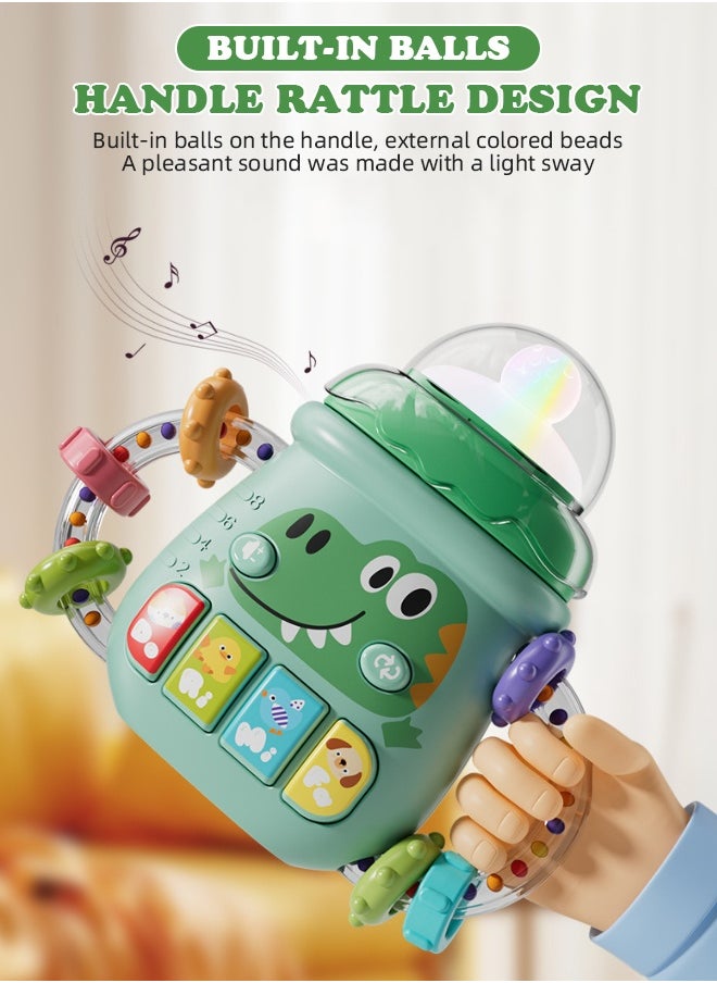 Soft Touch Baby Rattle Teether Toy Toddler Music Toy Baby Chew Toy Baby Pacifier Toys with Music and LED Lights Children's Activity Center for Baby Girls and Boys (Green)  - Image 5