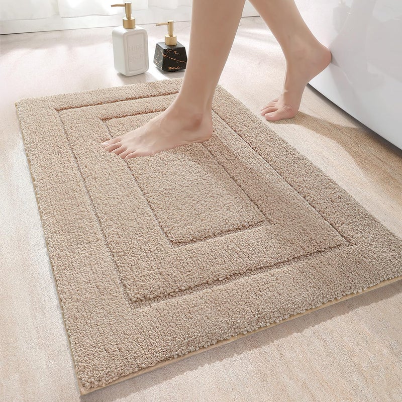DEXI Ultra Soft Bath Mat 60 x 90 cm NonSlip Absorbent Microfiber Mats Machine Washable Quick Dry Rugs Bathroom Accessories Decor Beige