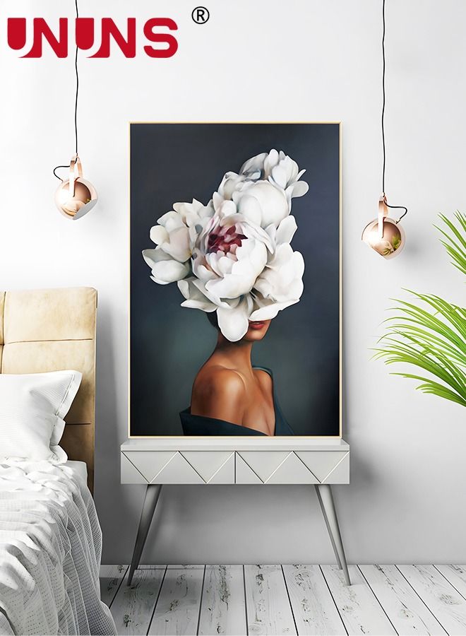 UNUNS 3 قطع تجريدية لديكور المنزل، مطبوعات شخصيات لغرفة المعيشة وغرفة النوم، لوحة فنية جدارية كبيرة حديثة من القماش، 40 × 60 سم (قلب الرسم فقط) - Image 2