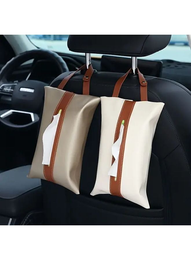 غطاء صندوق المناديل من الجلد الصناعي البني حامل متعدد الأغراض للمطبخ الحمام غرفة النوم السيارة - Image 5