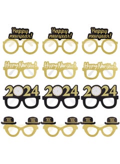 obmwang 24 Pieces Happy New Year Eyeglasses Fancy New Year Party Glasses For 2024 New Year'S Eve Party Favors  - Image 2