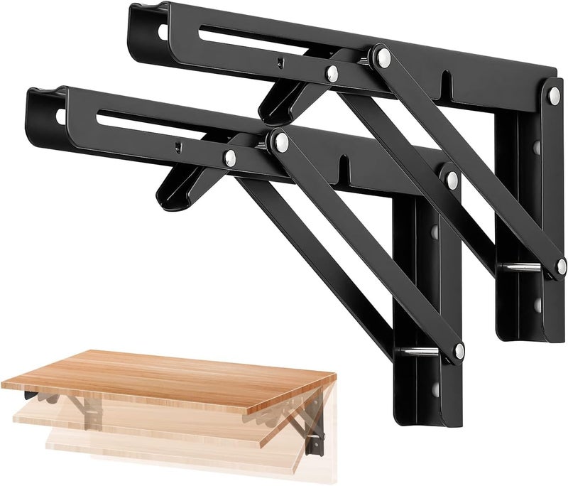 Nexllent Folding Shelf Brackets Foldable Stainless Steel Multipurpose Bracket Shelf Bracket l bracket Wall Brackets Wall Mounted bracket Folding table Bracket Board Folding Shelf Brackets 20CM - Image 1