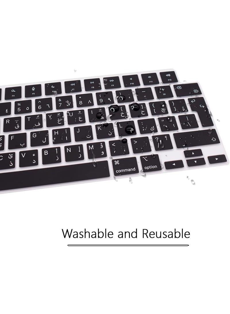 eWINNER Arabic Keyboard Cover Skin for MacBook Air 13.6 in M2 Chip A2681&2023-2021 MacBook Pro 14.2 in/16.2 in M2 M1 Pro/Max A2779/A2442/A2780/A2485 Ultra Thin Silicone Protector/EU Layout Black - Image 5