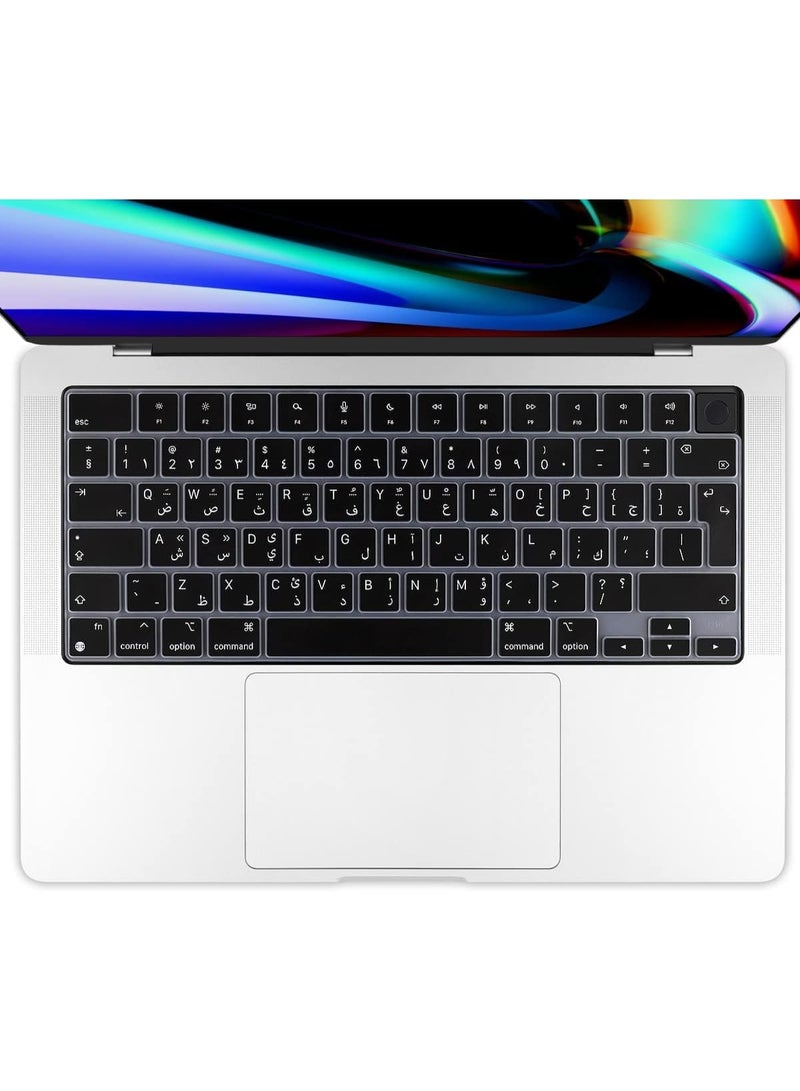 eWINNER Arabic Keyboard Cover Skin for MacBook Air 13.6 in M2 Chip A2681&2023-2021 MacBook Pro 14.2 in/16.2 in M2 M1 Pro/Max A2779/A2442/A2780/A2485 Ultra Thin Silicone Protector/EU Layout Black - Image 2