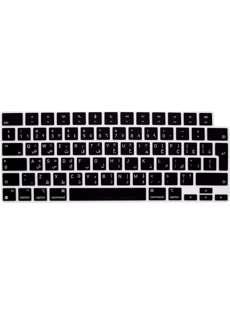 eWINNER Arabic Keyboard Cover Skin for MacBook Air 13.6 in M2 Chip A2681&2023-2021 MacBook Pro 14.2 in/16.2 in M2 M1 Pro/Max A2779/A2442/A2780/A2485 Ultra Thin Silicone Protector/EU Layout Black - Image 1