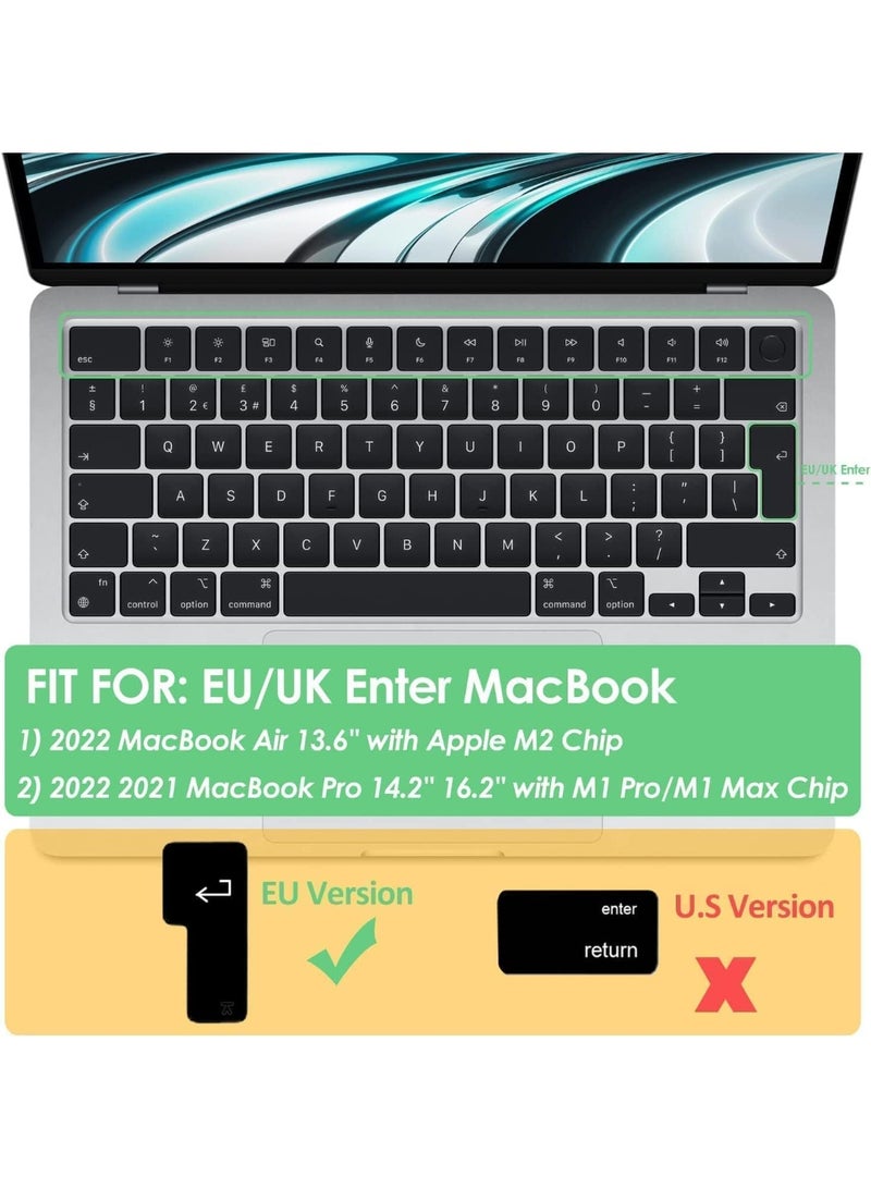 eWINNER Arabic Keyboard Cover Skin for MacBook Air 13.6 in M2 Chip A2681&2023-2021 MacBook Pro 14.2 in/16.2 in M2 M1 Pro/Max A2779/A2442/A2780/A2485 Ultra Thin Silicone Protector/EU Layout Black - Image 3