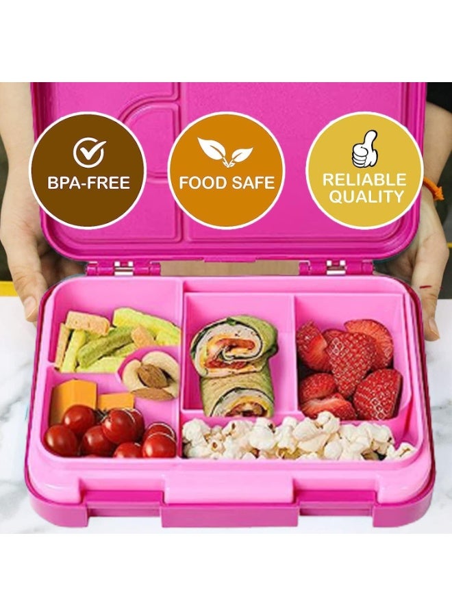 TAPIT Bento Boxes for Kids and Toddlers School Bento Lunch Box with 6 Compartments - Ideal Portion Sizes for Ages 3 to 7 Portion-Controlled Meals for Teens & Adults BPA-Free Dishwasher Safe (Pink 710ML) - Image 4