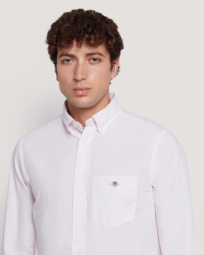 GANT  Gant Men’S Regular Fit Gingham Check Poplin Cotton Shirt for Men | Best Price UAE