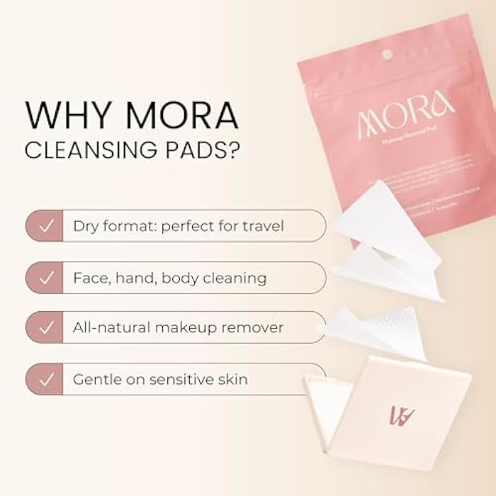 MORA Skincare Water-Activated Dry Cleansing Pads - Alcohol-Free Botanical Makeup Remover - Hand, Body, Face Pads for Women and Men - Portable - Safe for Sensitive Skin - 30 Count - Image 5