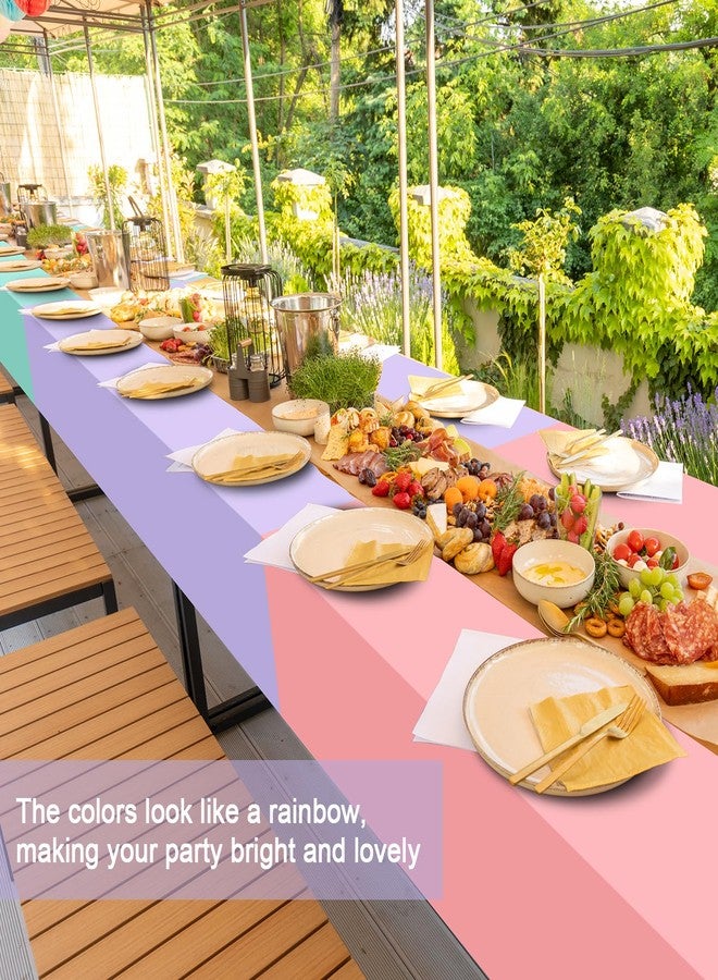 VZZNN 24 PCS Pastel Tablecloth 6 Color Disposable Plastic Tablecloth 54x108'' Pastel Table Cloths for Parties Rectangle Table Cover for Baby Shower Bride Shower Easter Birthday Unicorn Party Ice Cream Party - Image 2