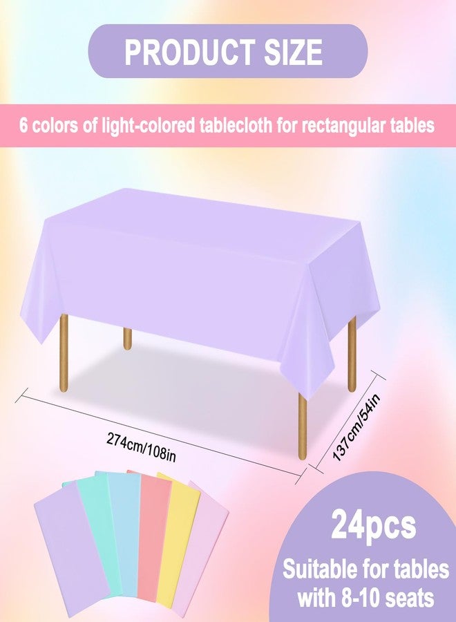 VZZNN 24 PCS Pastel Tablecloth 6 Color Disposable Plastic Tablecloth 54x108'' Pastel Table Cloths for Parties Rectangle Table Cover for Baby Shower Bride Shower Easter Birthday Unicorn Party Ice Cream Party - Image 3