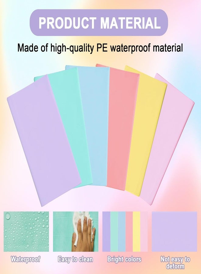 VZZNN 24 PCS Pastel Tablecloth 6 Color Disposable Plastic Tablecloth 54x108'' Pastel Table Cloths for Parties Rectangle Table Cover for Baby Shower Bride Shower Easter Birthday Unicorn Party Ice Cream Party - Image 4